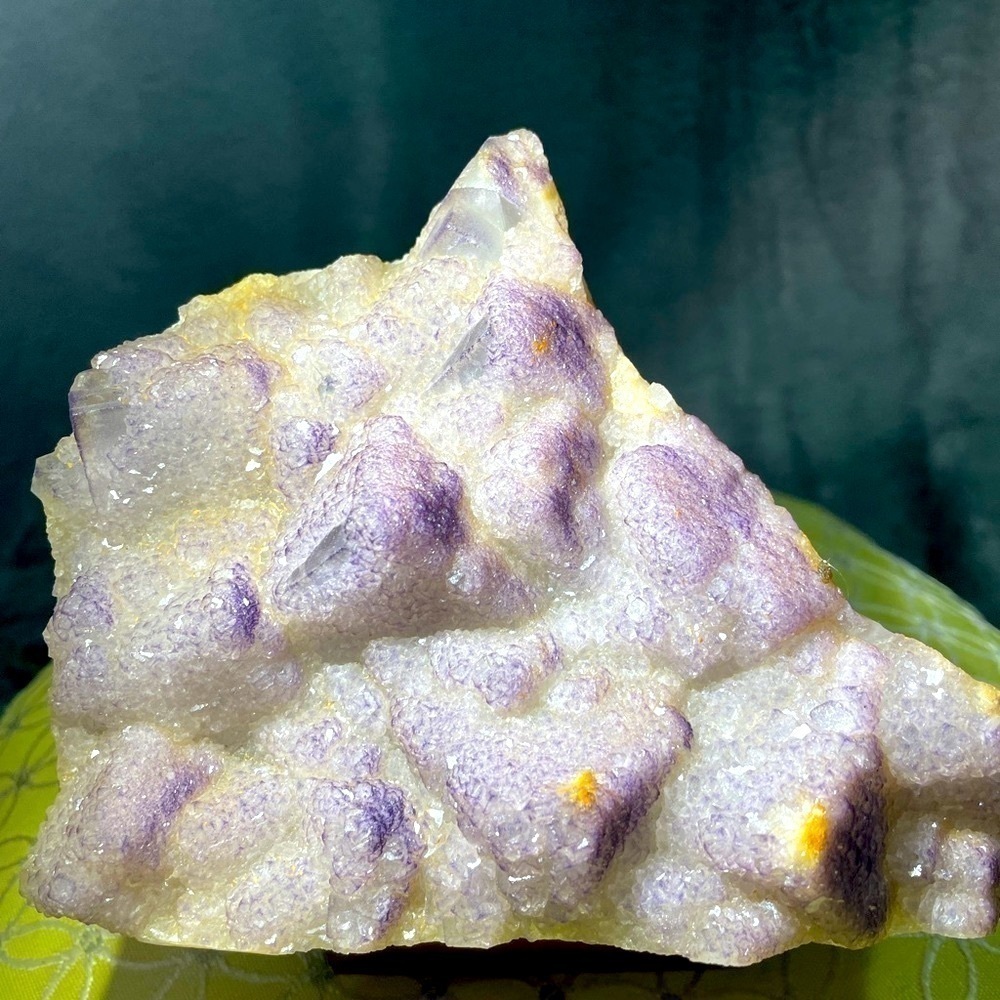 Raw crystal cluster SUGAR COATED PURPLE FLUORITE- strong BLUE UV REACTION 5”x5”